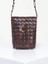 Women Handmade Beaded Coconut Shells Crossbody Bag, Woven Travel Shoulder Bag,Bohemian