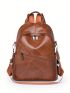 Zip Front Classic Backpack PU