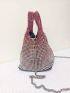 Luxury Designer Handbag Women Shiny Rhinestone Bag With Chain Gradient Color Bucket Bag