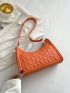 Embossed Detail Baguette Bag PU Neon Orange