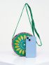 Mini Circle Bag Leaf Embroidered Polyester