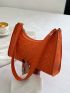 Embossed Detail Baguette Bag PU Neon Orange