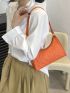 Embossed Detail Baguette Bag PU Neon Orange