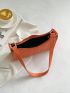 Embossed Detail Baguette Bag PU Neon Orange