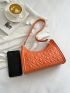 Embossed Detail Baguette Bag PU Neon Orange