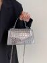 Mini Square Bag Crocodile Embossed Metallic PU Funky