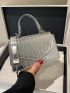 Mini Square Bag Crocodile Embossed Metallic PU Funky