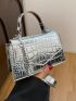 Mini Square Bag Crocodile Embossed Metallic PU Funky