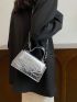 Mini Square Bag Crocodile Embossed Metallic PU Funky