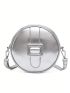 Mini Circle Bag Buckle Decor PU