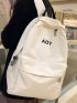 Letter Embroidered Casual Daypack Preppy With Camping Bag Charm