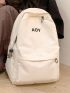 Letter Embroidered Casual Daypack Preppy With Camping Bag Charm