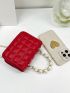 Mini Magnet Square Bag Faux Pearl & Rhinestone Decor Chain