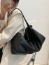 PU Hobo Bag Litchi Embossed Black