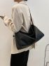 PU Hobo Bag Litchi Embossed Black