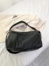 PU Hobo Bag Litchi Embossed Black