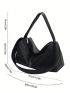 PU Hobo Bag Litchi Embossed Black