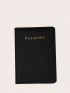 PU Passport Case Letter Graphic Black