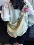 Oversized Hobo Bag With Bag Charm Polyester