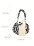 Leopard Print Ruched Bag Snap Button Polyester