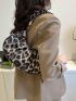 Leopard Print Ruched Bag Snap Button Polyester