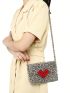 Beaded Shoulder Bag Flap Chain Heart Pattern Fashionable