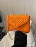 Mini Square Bag Quilted Neon Orange PU Funky