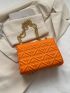 Mini Square Bag Quilted Neon Orange PU Funky