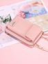 Letter Graphic Phone Wallet Zipper Adjustable Strap