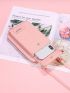 Letter Graphic Phone Wallet Zipper Adjustable Strap