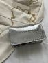 Snakeskin Embossed Square Bag Irregular Flap Metallic PU Funky