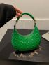 Clover Embossed Hobo Bag Neon Orange PU Funky