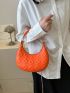 Clover Embossed Hobo Bag Neon Orange PU Funky