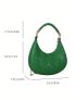 Clover Embossed Hobo Bag Neon Orange PU Funky