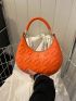 Clover Embossed Hobo Bag Neon Orange PU Funky