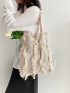 Fringe Trim Crochet Bag Polyester Vacation