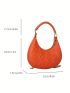 Clover Embossed Hobo Bag Neon Orange PU Funky