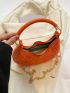 Clover Embossed Hobo Bag Neon Orange PU Funky