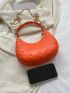 Clover Embossed Hobo Bag Neon Orange PU Funky