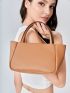 Minimalist Square Bag Medium Brown For Business Work Office