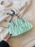 Small Ruched Bag Rhinestone Decor PU Chain Green