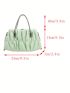 Small Ruched Bag Rhinestone Decor PU Chain Green