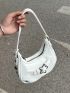 Small Hobo Bag Buckle & Star Decor Solid Color Denim Bag