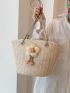 Flower Decor Straw Bag Vacation