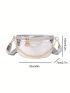 Crocodile Embossed Fanny Pack Chain Decor Zipper Metallic PU Funky