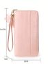 Letter Print Crocodile Embossed Long Wallet Fashion Pink