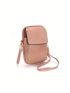 Minimalist Phone Wallet Zipper Pink Adjustable Strap