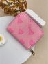 Heart Pattern Card Holder With Zipper Two Tone