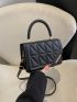 Mini Argyle Quilted Square Handbag, Solid Color Crossbody Bag, Women's Top Handle Flap Bag