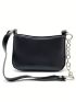 Black Shoulder Bag Chain Decor With Zipper PU